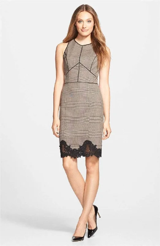 Cocktail dress with metallic sheen-Adrianna Papell - Lace Hem Sheath Dress 16PD78590