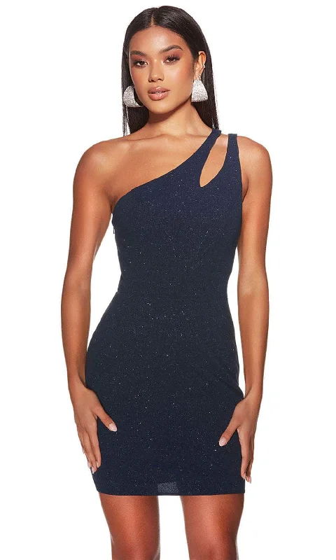 Cocktail dress with adjustable straps-Alyce Paris 4822 - One-Shoulder Cut-Out Detailed Cocktail Dress