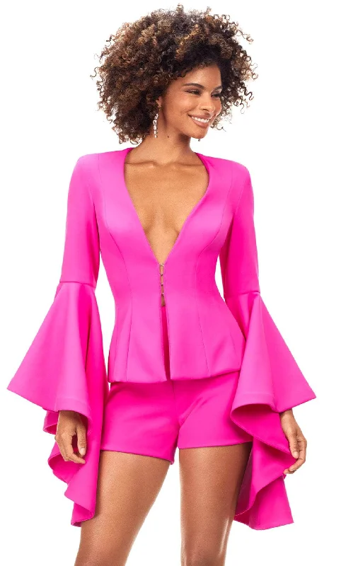 Cocktail dress with oversized bow-Ashley Lauren 4572 - Two-Piece Long Sleeved Romper