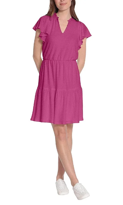 Cocktail dress for weddings-London Times T6243M - Short Sleeve A-Line Cocktail Dress