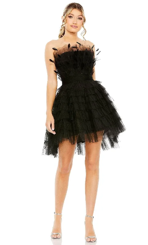 Cocktail dress with oversized bow-Mac Duggal 20529 - Strapless Feathered Cocktail Dress