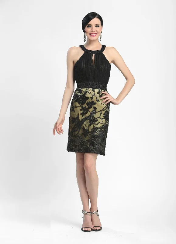 Cocktail dress with floral print-Sue Wong - Keyhole Lace Dress N4117