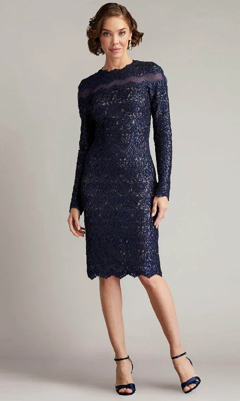 Cocktail dress with taffeta-Tadashi Shoji CFC24349M - Long Sleeve Sequin Cocktail Dress