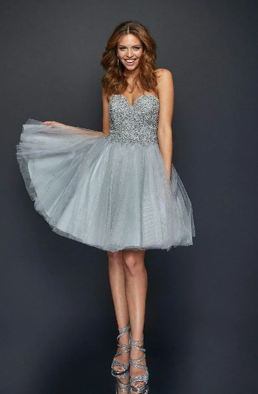 Cocktail dress with lace applique-Terani Couture 1921H0320 - Beaded Strapless Cocktail Dress