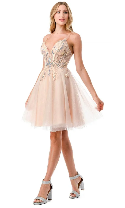 Cocktail dress with embroidery-Trevi Collection S2740M - Sequin Butterfly Homecoming Dress